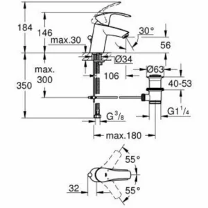 Waschtischarmatur GROHE Eurosmart 33265002 Inkl. Ablaufgarnitur 8